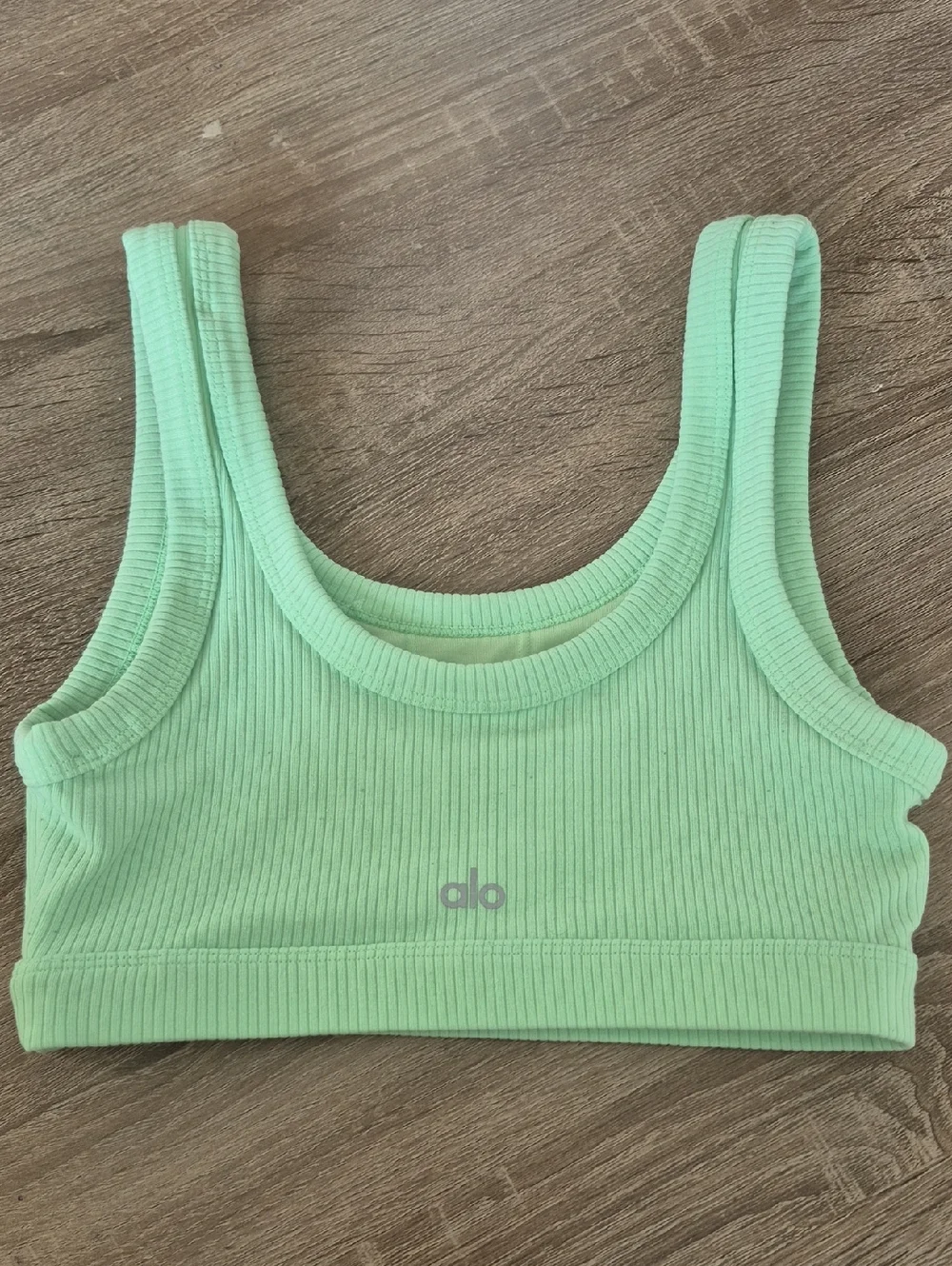 ALO Yoga Mint Ribbed Sports Bra Top